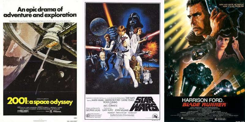 Stanley Kubrick's 2001: A Space Odyssey (1968). George Lucas's Star Wars (1977), Ridley Scott's Blade Runner (1982)