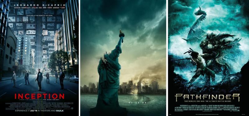 Christopher Nolan's Inception (2010), Matt Reeves's Cloverfield (2008), Marcus Nispel's Pathfinder (2007)